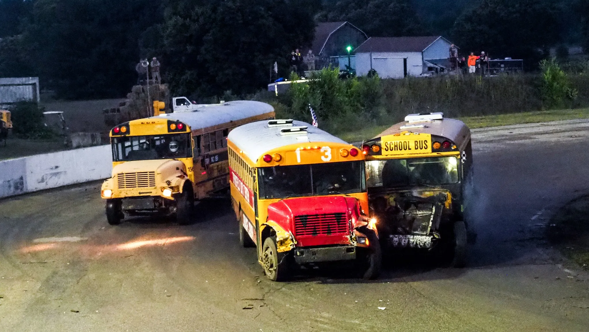 School Bus Enters Track Thinking It's a Race Car