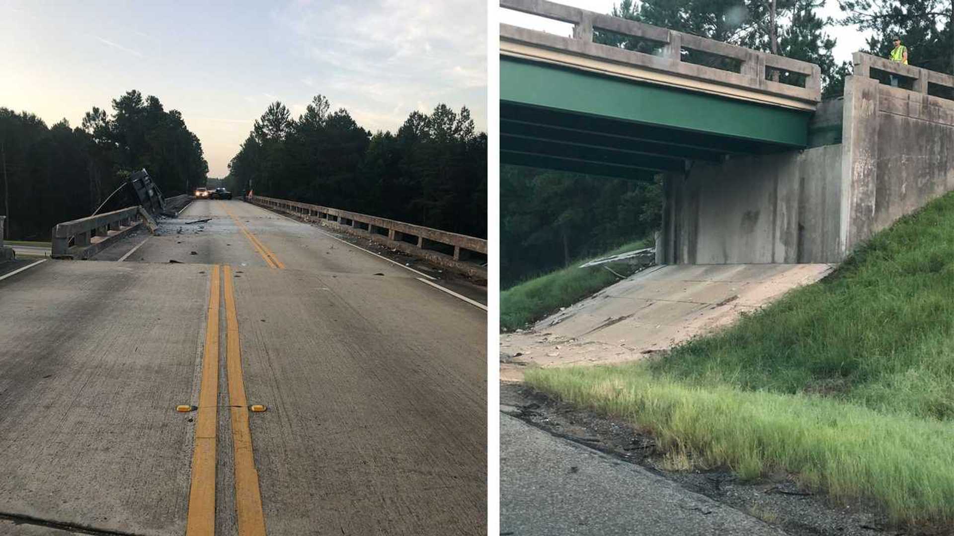 Georgia Highway Bridge is smashed by truck