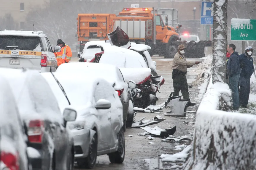 Chicago's Mid-April Snowstorm Causes 60-Car Pileup