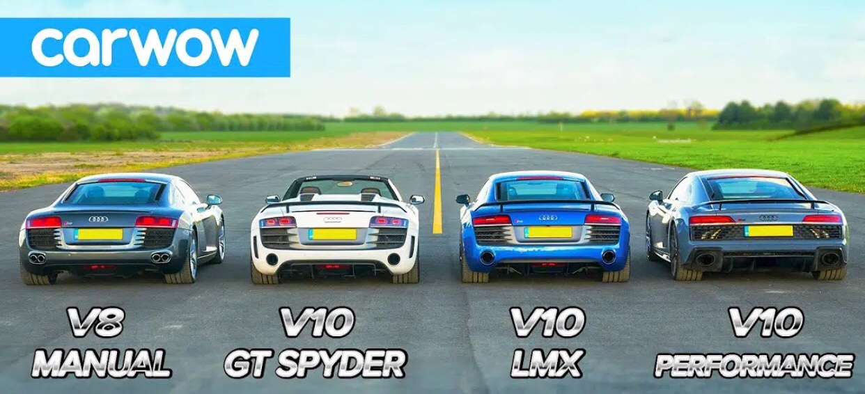 Audi R8 Generations Compete in a Drag Race