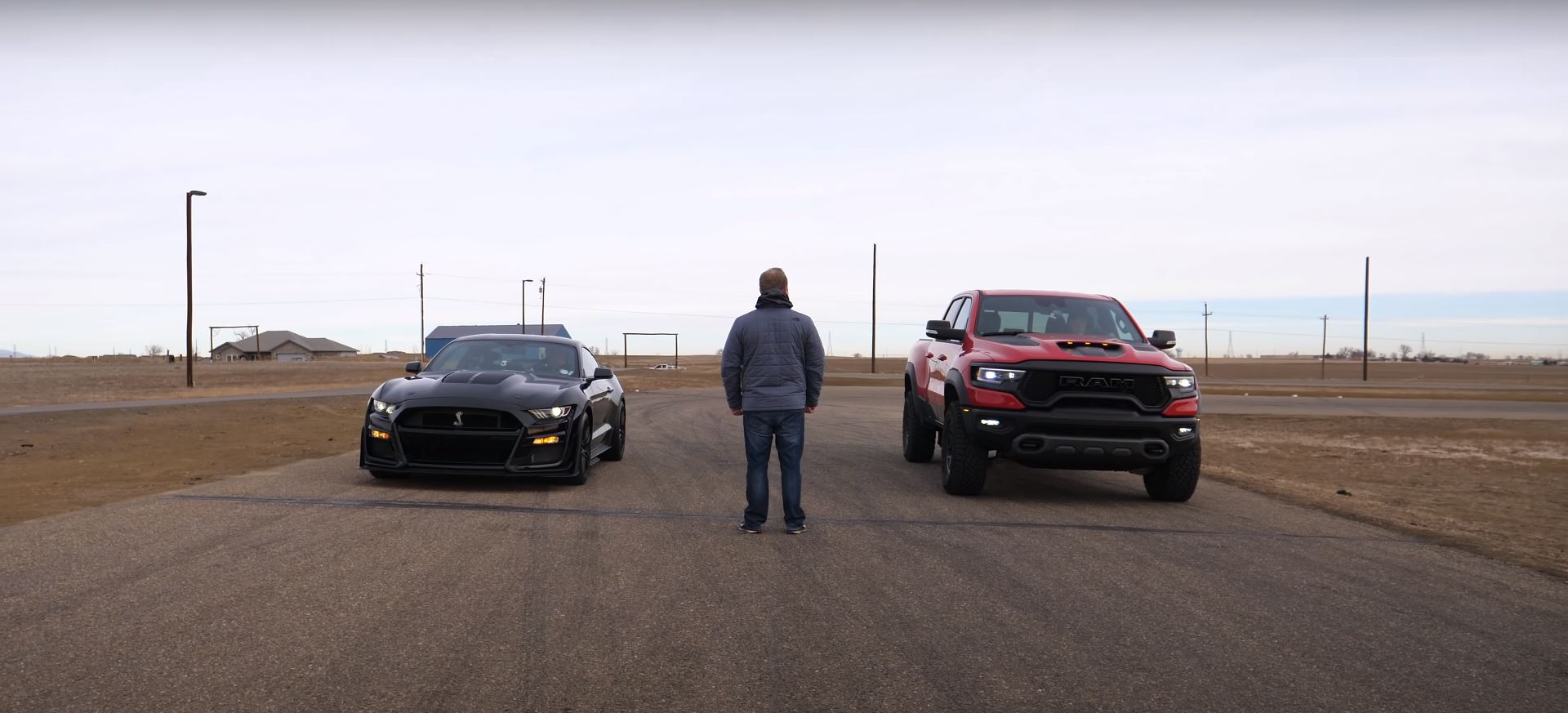 Mustang Shelby GT500 challenges Ram TRX in a Cold-Climate Drag Race