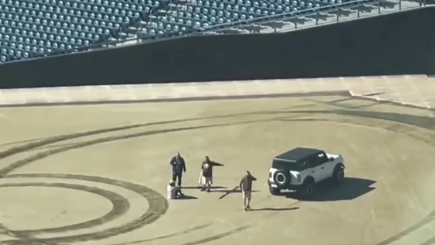 Ford Bronco driver arrested for doing donuts on Padres Ball Field