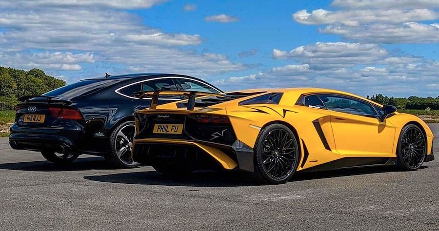 Lamborghini Aventador SV Drag Races 700-Horsepower Audi RS7