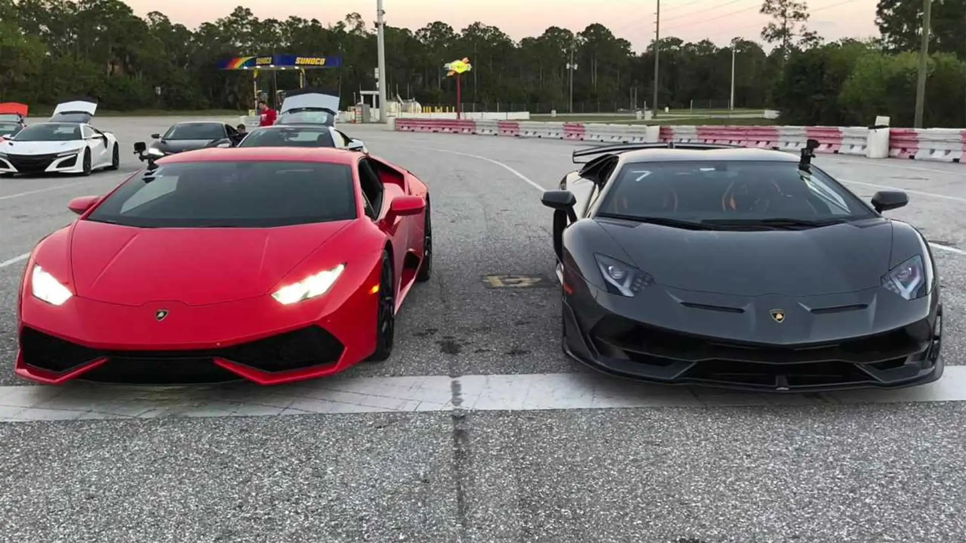 Raging Bulls Collide: Lambo Aventador SVJ Drag Races Huracan