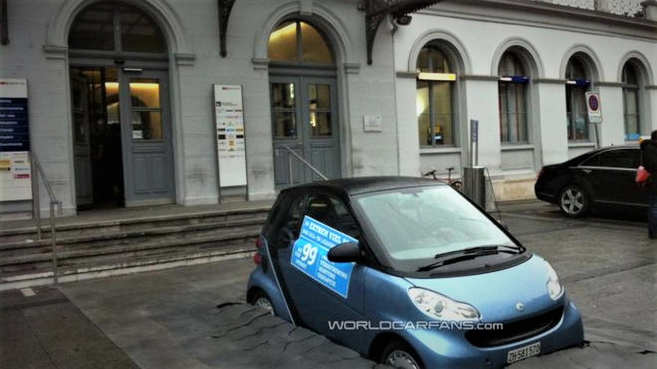 Clever marketing installation places a Smart Fortwo on the pavement