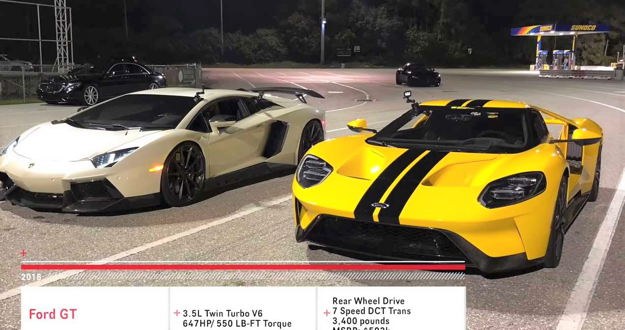 Ford GT Drag Races Aventador In A Quarter-Mile Showdown