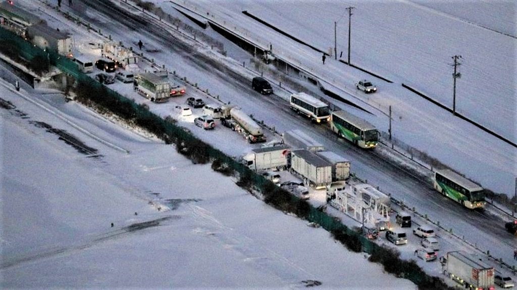 Japan's Snowstorm Causes Massive 130-Car Crash