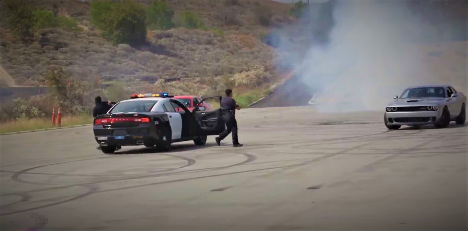 Jay Leno and Tim Allen get 'Arrested" After Doing Donuts in Hellcats