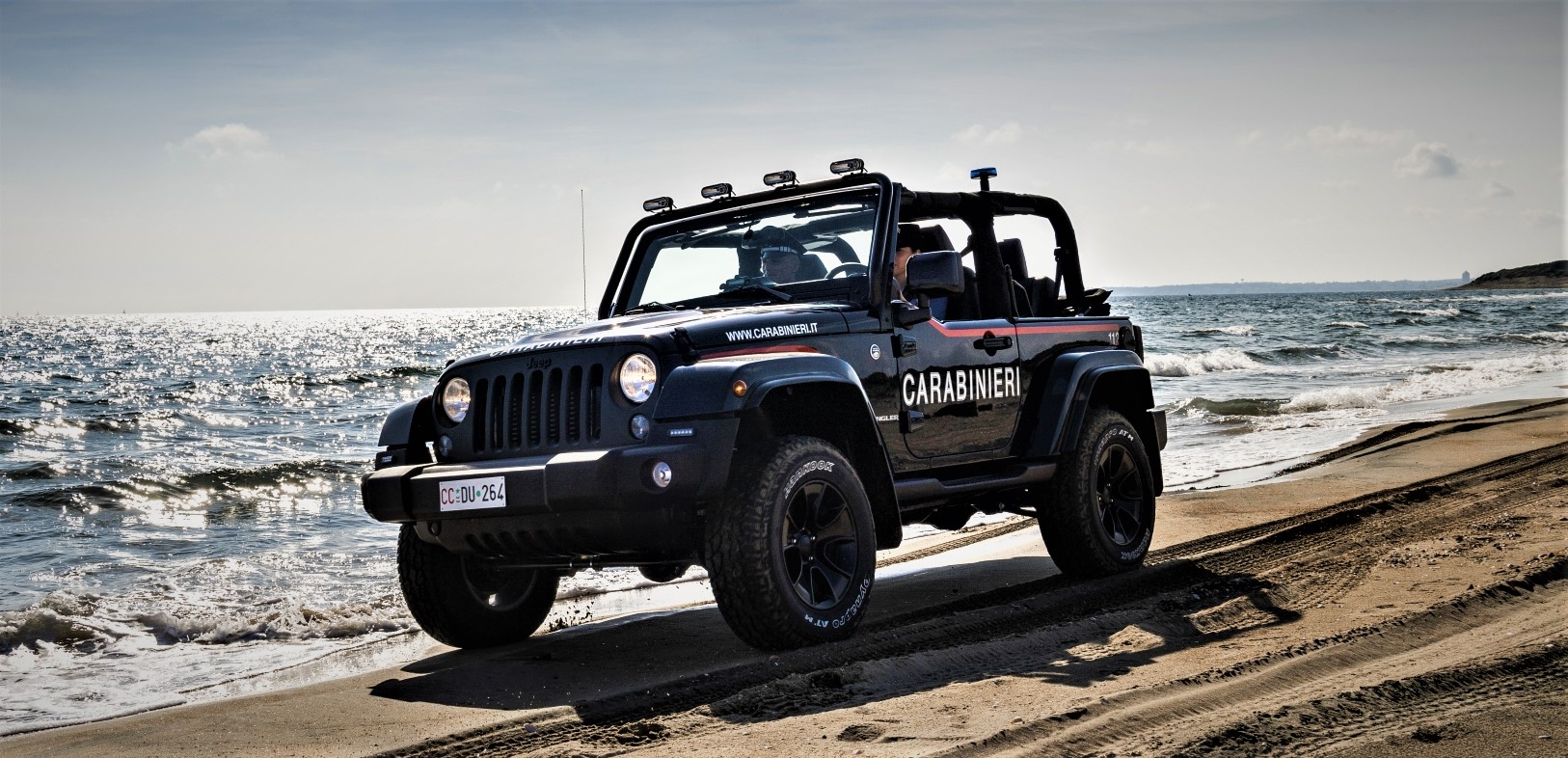 This Jeep Wrangler is a custom Jeep Wrangler that the Italian Police use to keep beaches safe