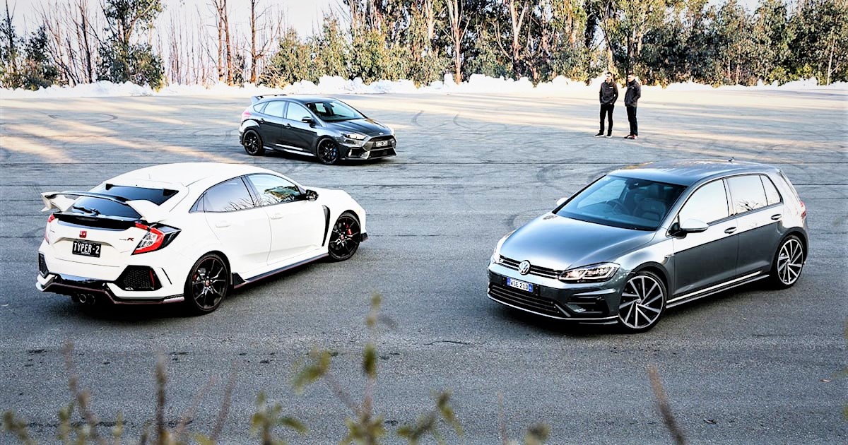 Which hot hatch is most expensive: Focus RS, Golf R, or Civic Type R?