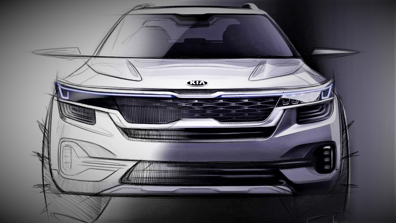 2020 Kia Small SUV Interior Sketches Display Wide Touchscreen