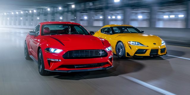 Ford Mustang Mach 1 Battles Toyota Supra In Series Of Drag Races