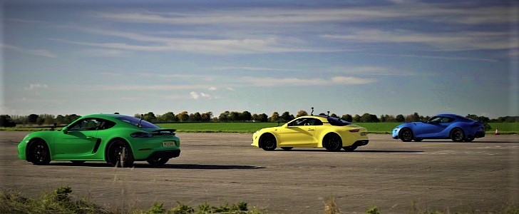 See Porsche Cayman GTS 4.0 Drag Race Toyota Supra And Alpine A110 S