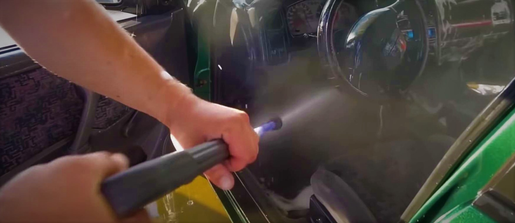 Watch This Nissan's interior get pressure-washed in the name of science