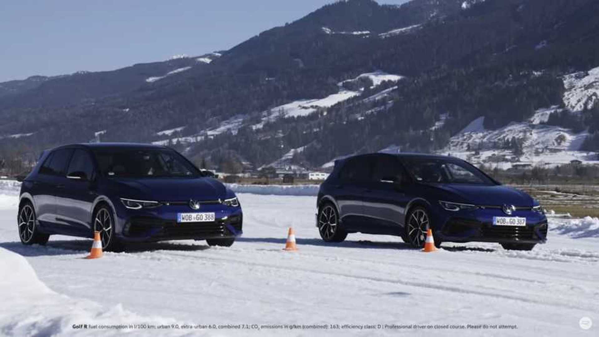 Watch Two Volkswagen Golf Rs Drag Race On Snow Because AWD Rules