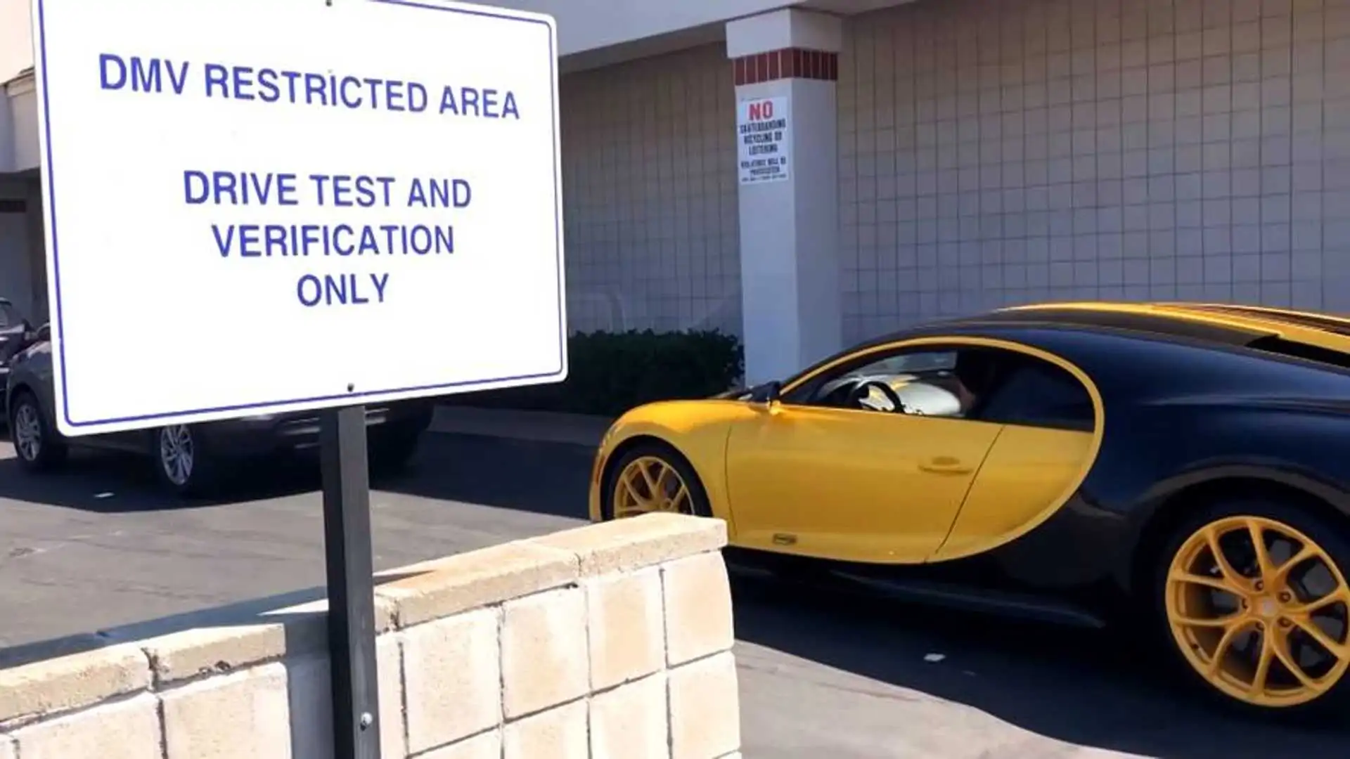 Watch a 17-year-old boy take the DMV Driver's Exam in Bugatti Chiron