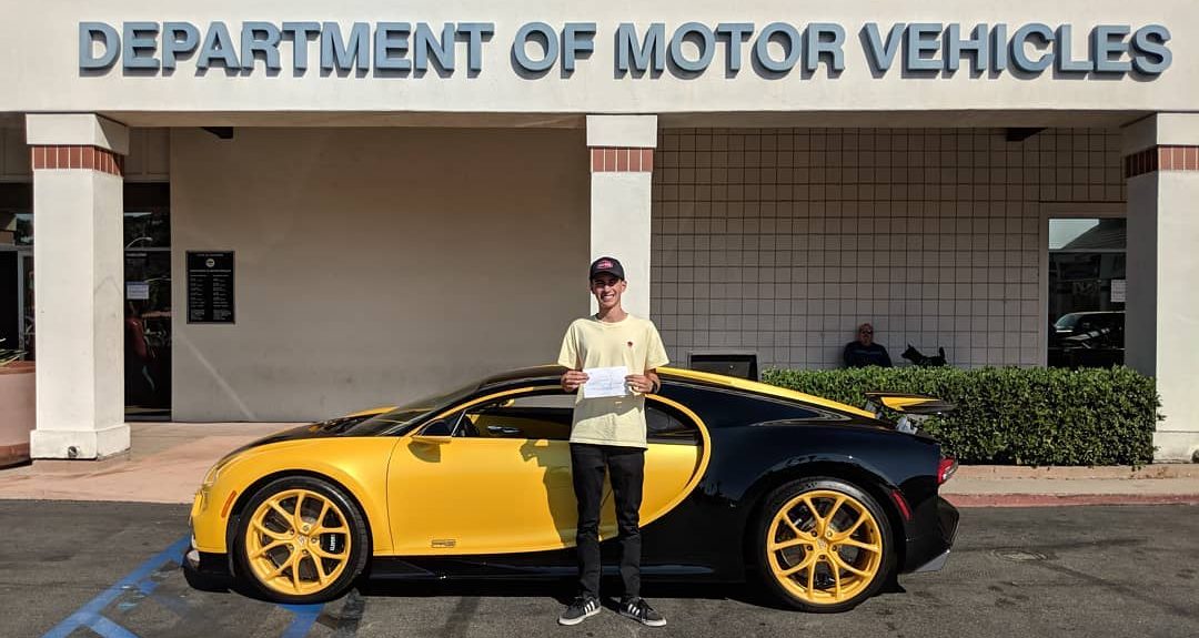 Watch a 17-year-old boy take the DMV Driver's Exam in Bugatti Chiron