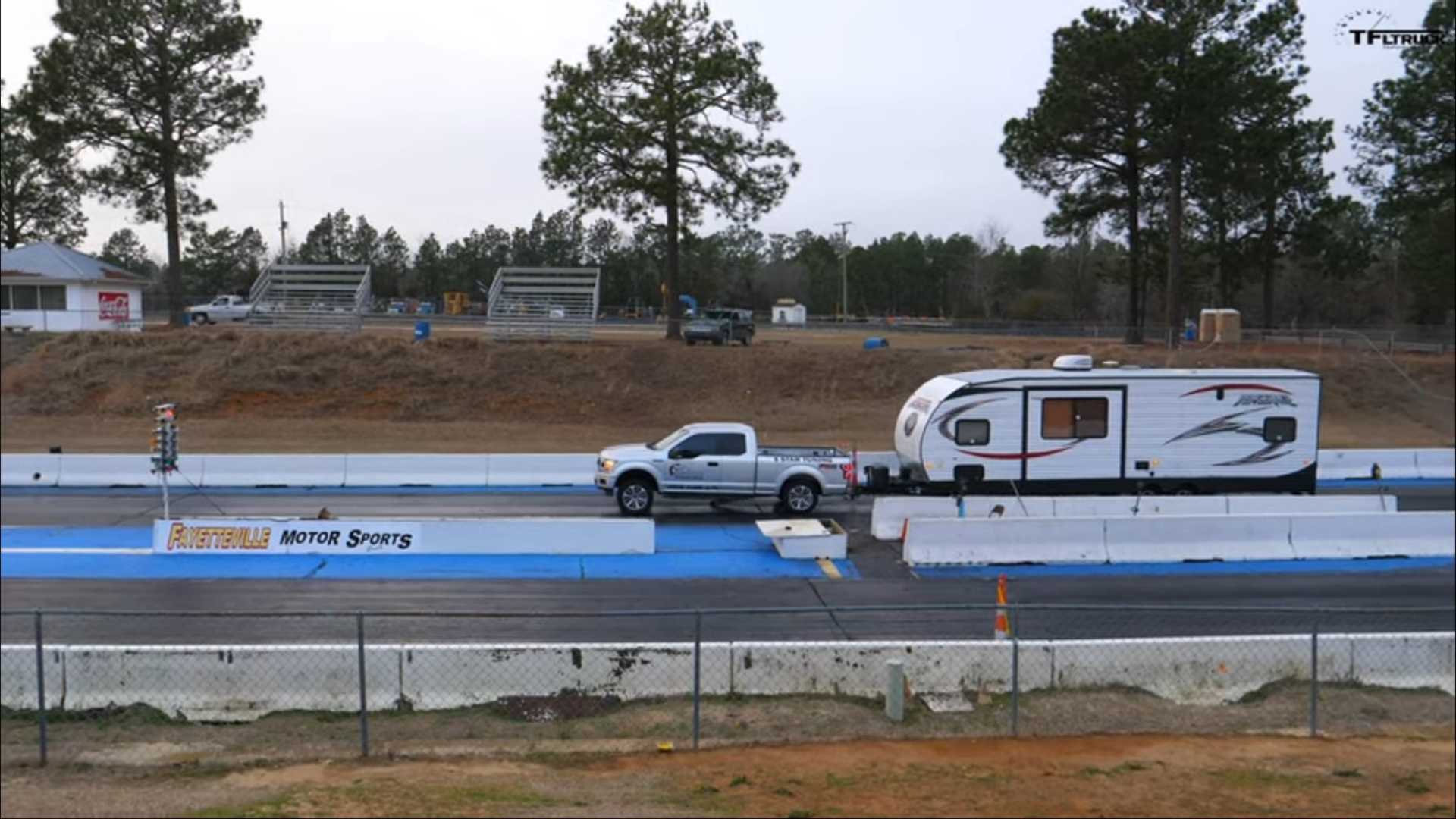 Drag Race: Watch the Ford F-150 Trailer-Hauling Ford F-150 Race Spectacularly