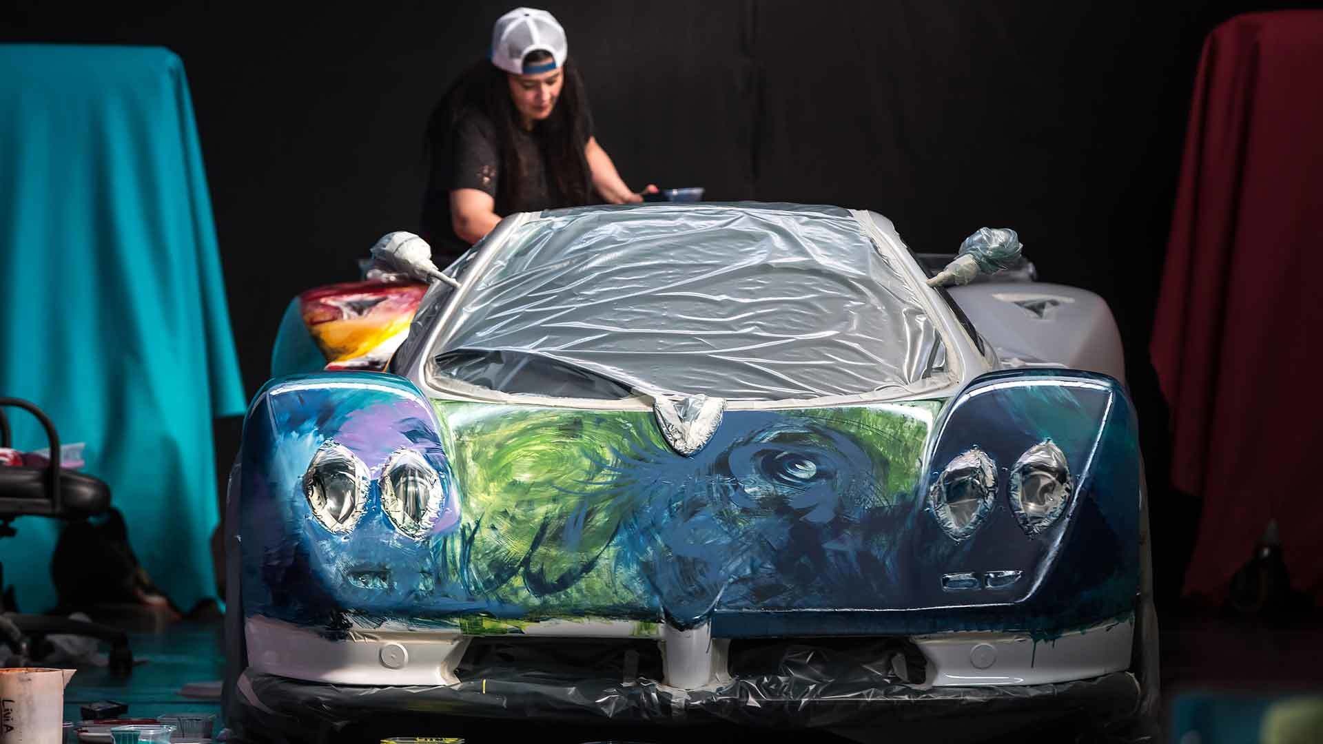 Pagani gets an art car treatment with hand-painted Zonda.