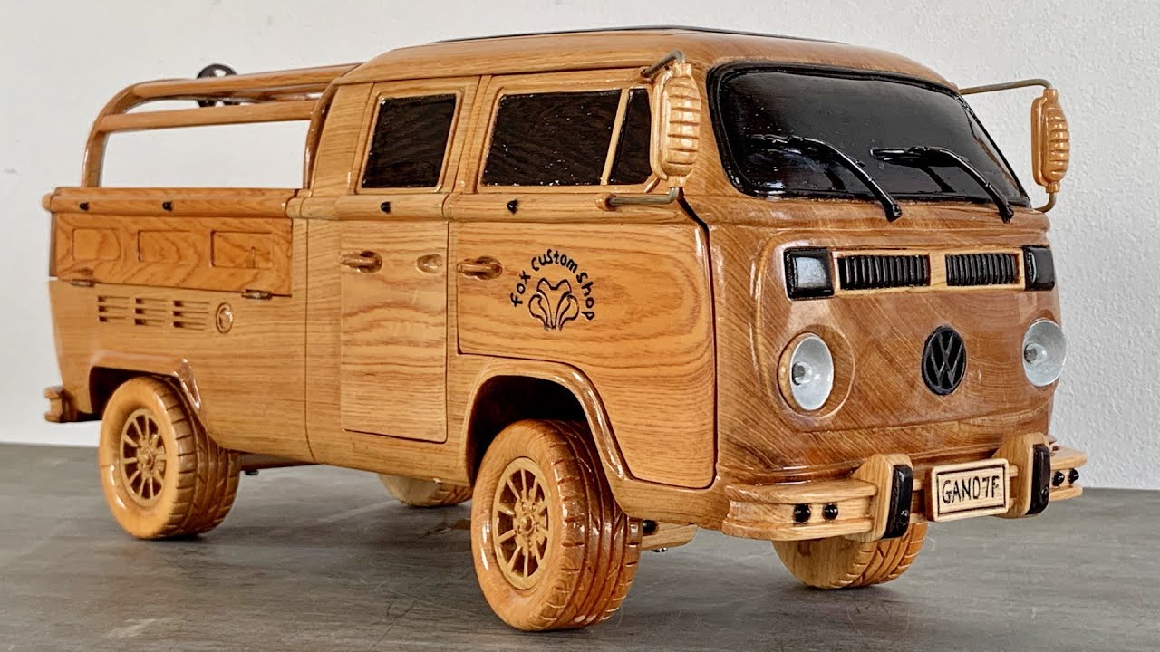 We wait for ID Buzz to get a VW Type 2 Truck Wood-Carved Replica