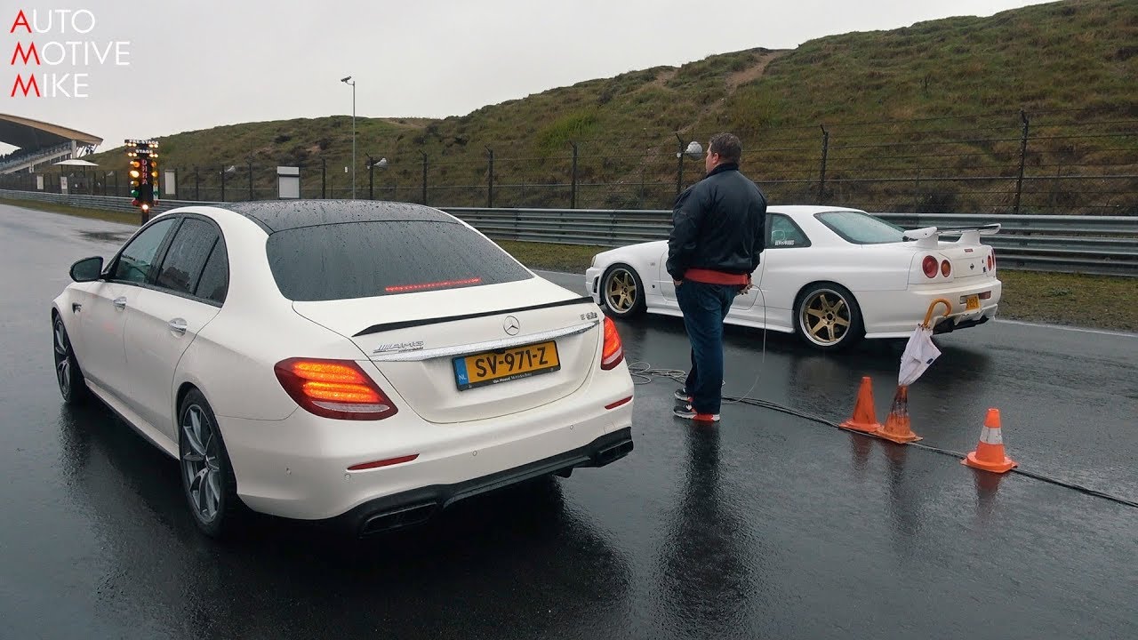 800-HP Mercedes E-Class Mops Up Competitors In Damp Drag Race