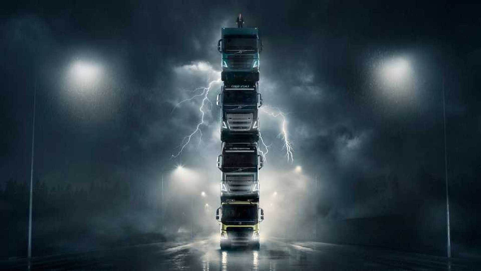 Volvo stacks four trucks on top of each other in new advertisement