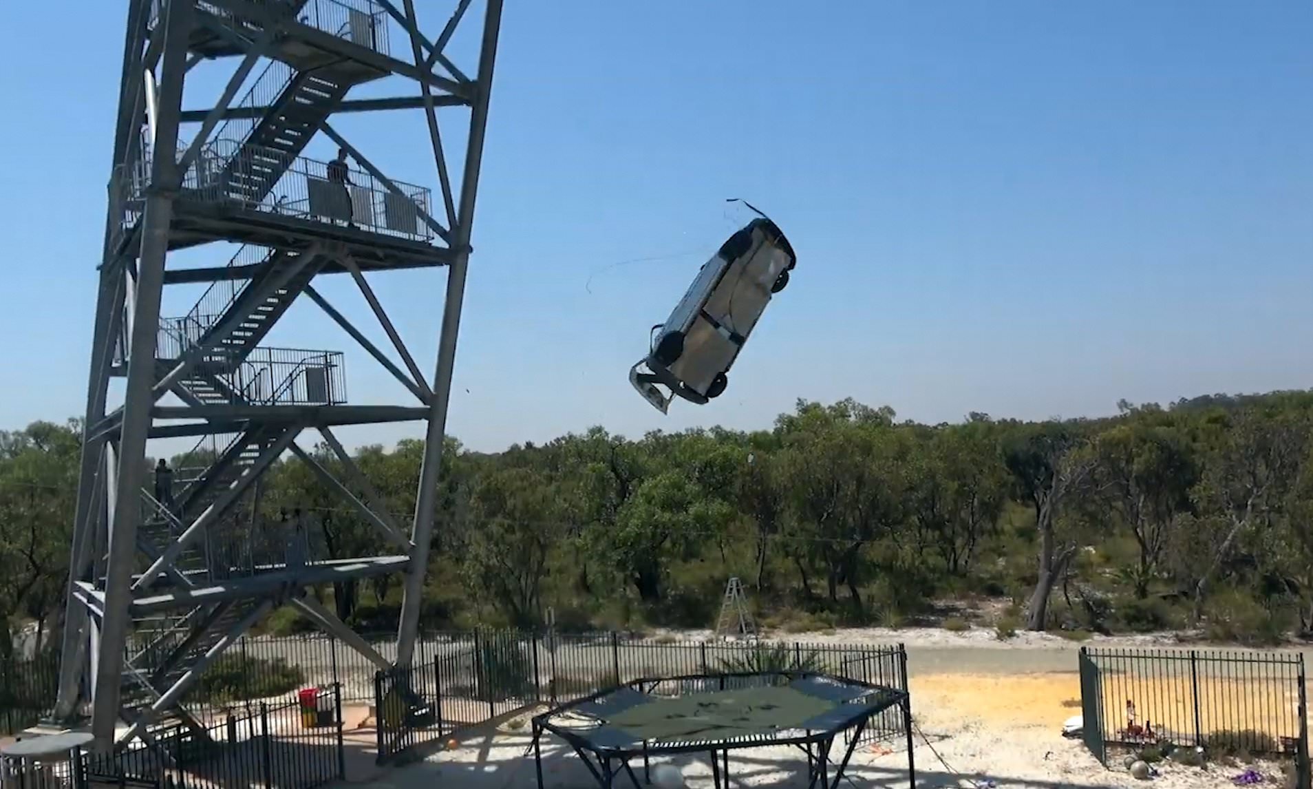 You can see YouTubers dropping a car on to the strongest trampoline in the world.