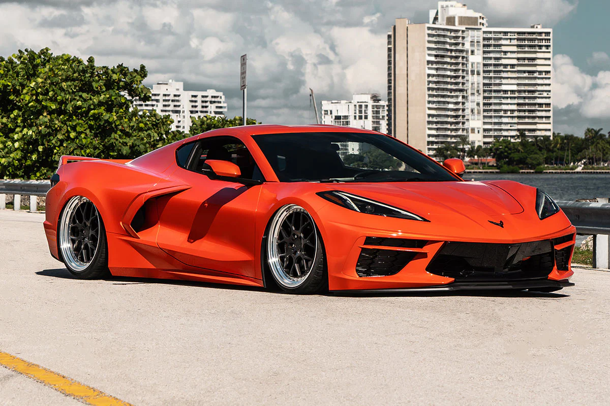 Air suspension helps this Chevy Corvette C8 ride low.