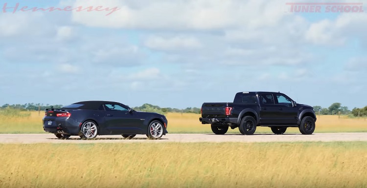 Hennessey VelociRaptor V8 Fights Camaro SS In Unexpected Drag Race