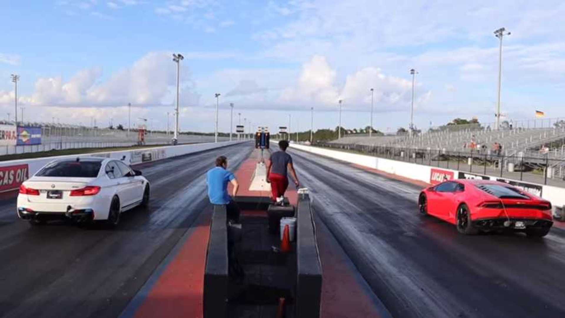 Modified BMW M5 Duels Stock Lamborghini Huracan Drag Race