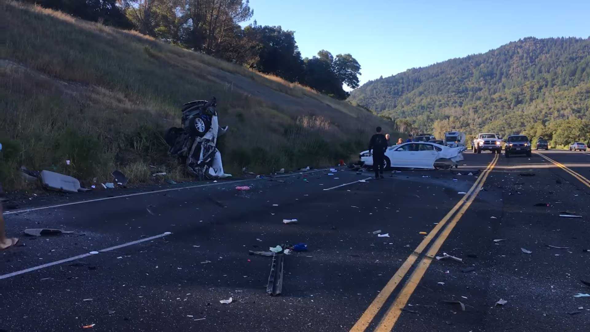 Crazy Crash Reduces Chevy Impala in Half; Everyone Survives