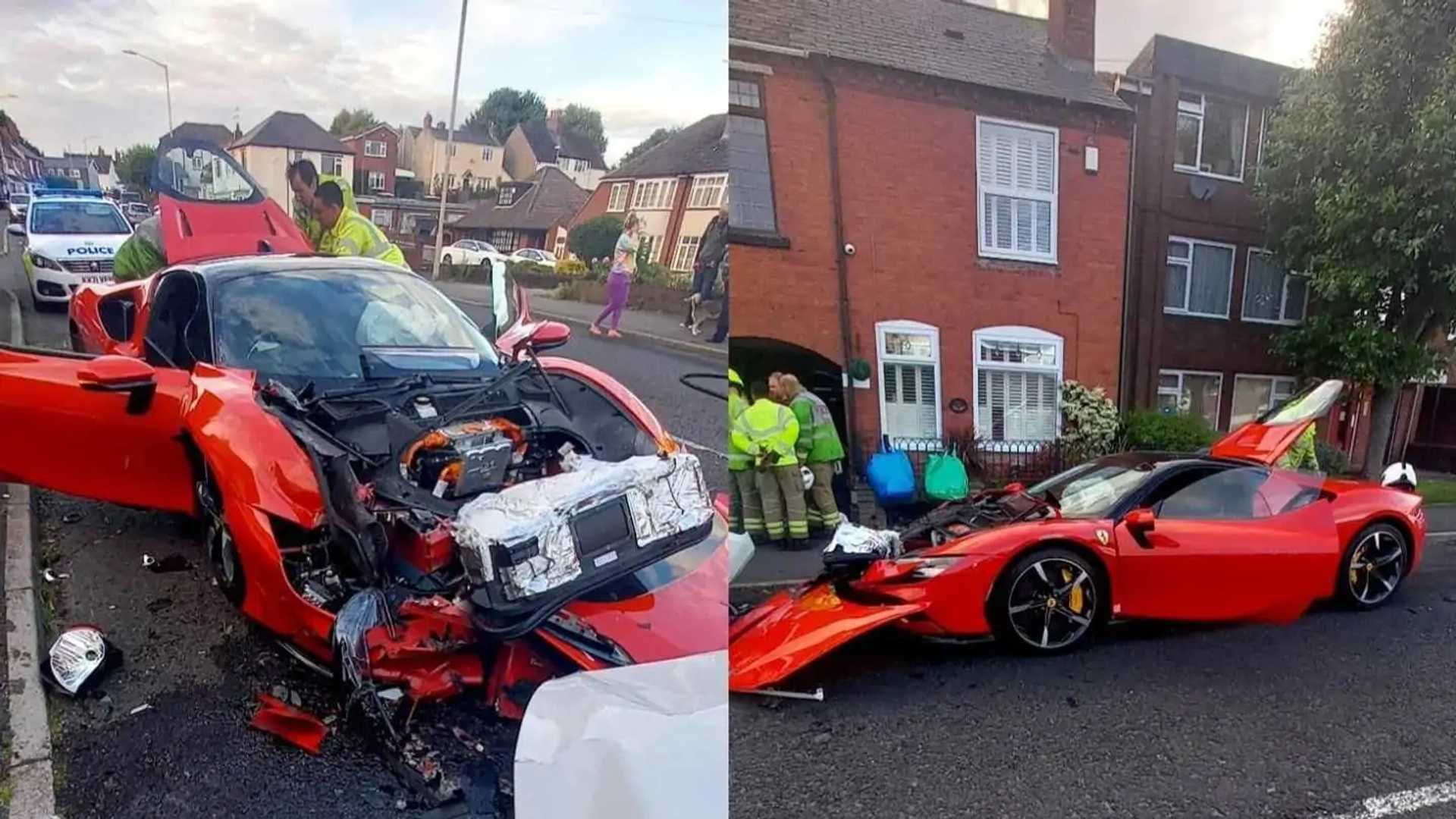 Police Search for Ferrari SF90 Driver who rammed into Five Parked Cars