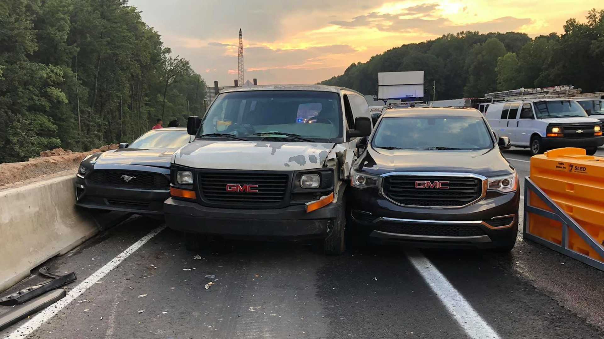 Three Cars Exit Highway at the Same Time. Hilarity ensues