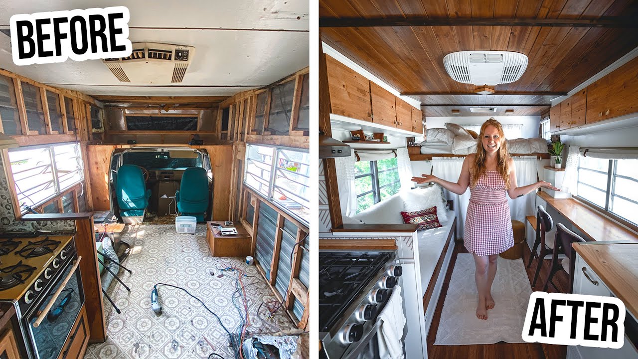 The Coachman RV features a spacious cabin with lots of wood trim