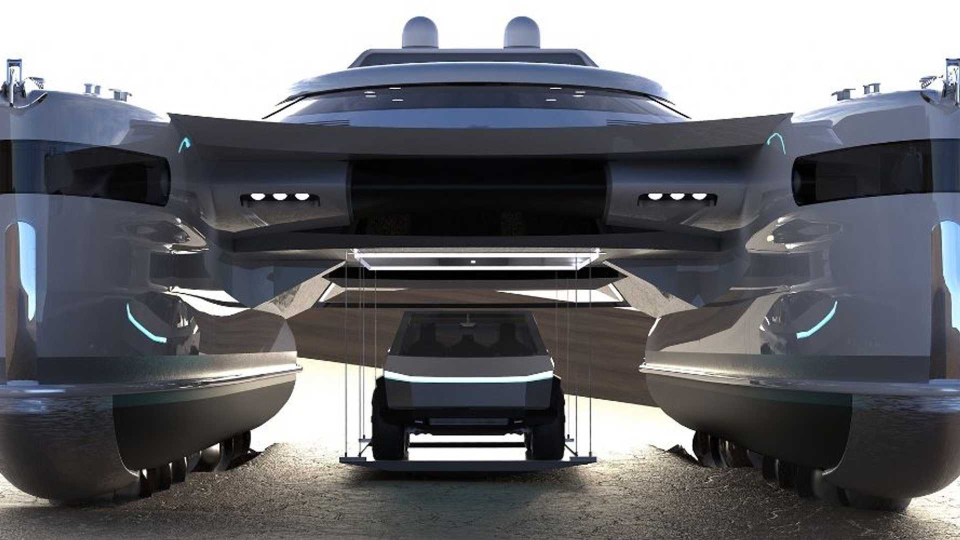 This Catamaran Concept can crawl on to the beach to drop off your car