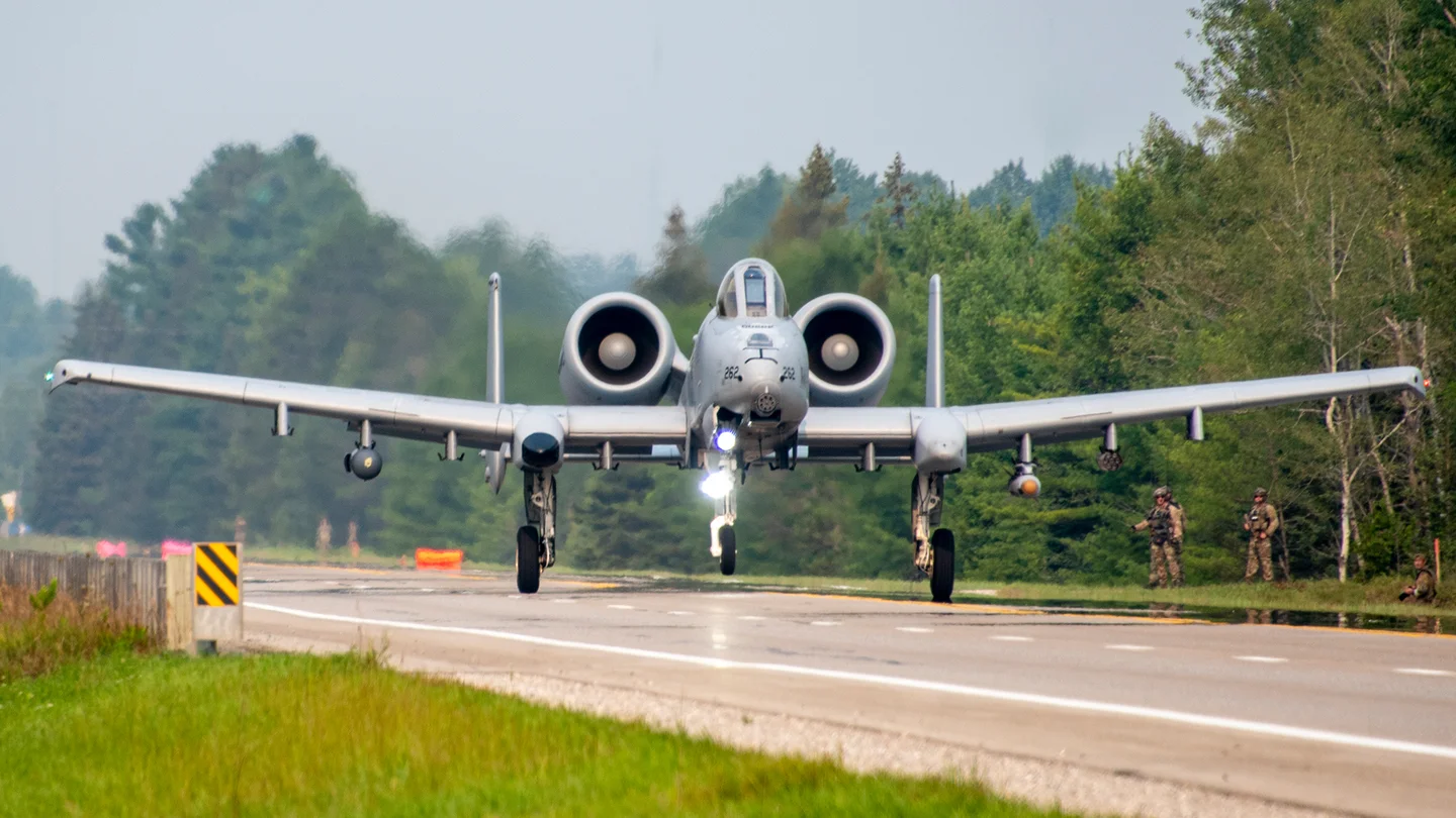 A-10 Attack Jets Use Michigan Road for Landing and Takeoff Exercise