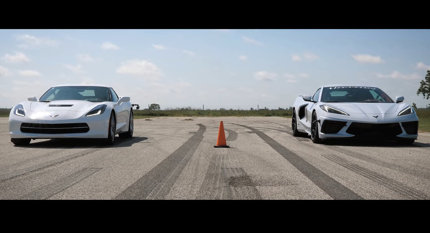 You can see Corvette C8 Drag Racing Itself, along with a C7 Z06 and a '90s Camaro