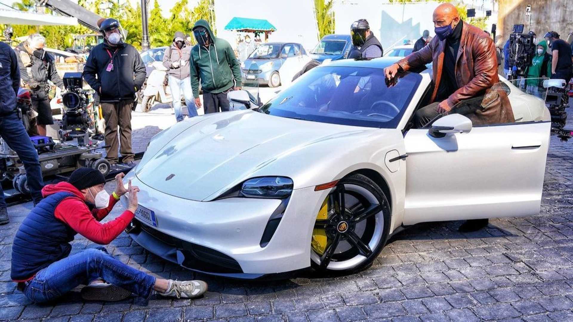 The Rock Discovers That He Doesn't Fit in a Porsche Taycan While on Movie Set