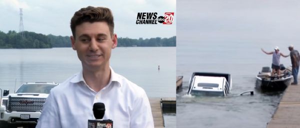 Lucky Reporter Seizes the Opportunity to Catch GMC's Truck Sinking