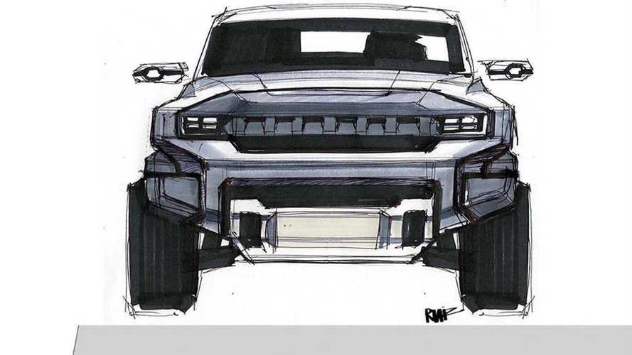 GMC Hummer Electric EV Early Design Sketch Shows Truck with Futuristic Twist