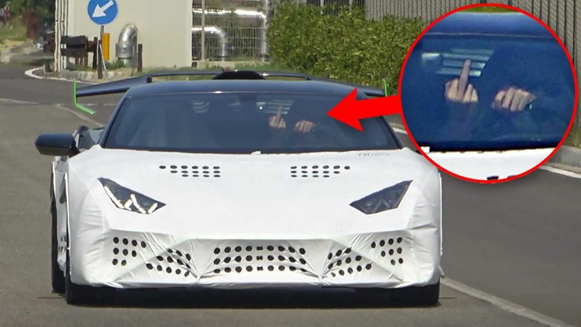 Lamborghini Huracan STO Test Driver Offers The One Finger Salute To A Spy Photographer