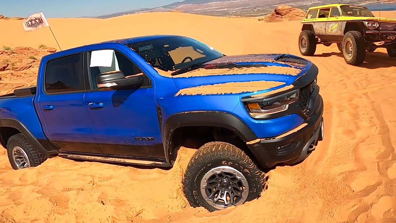 Watch Chevy Corvair Rescue Ram TRX In Sand Dune