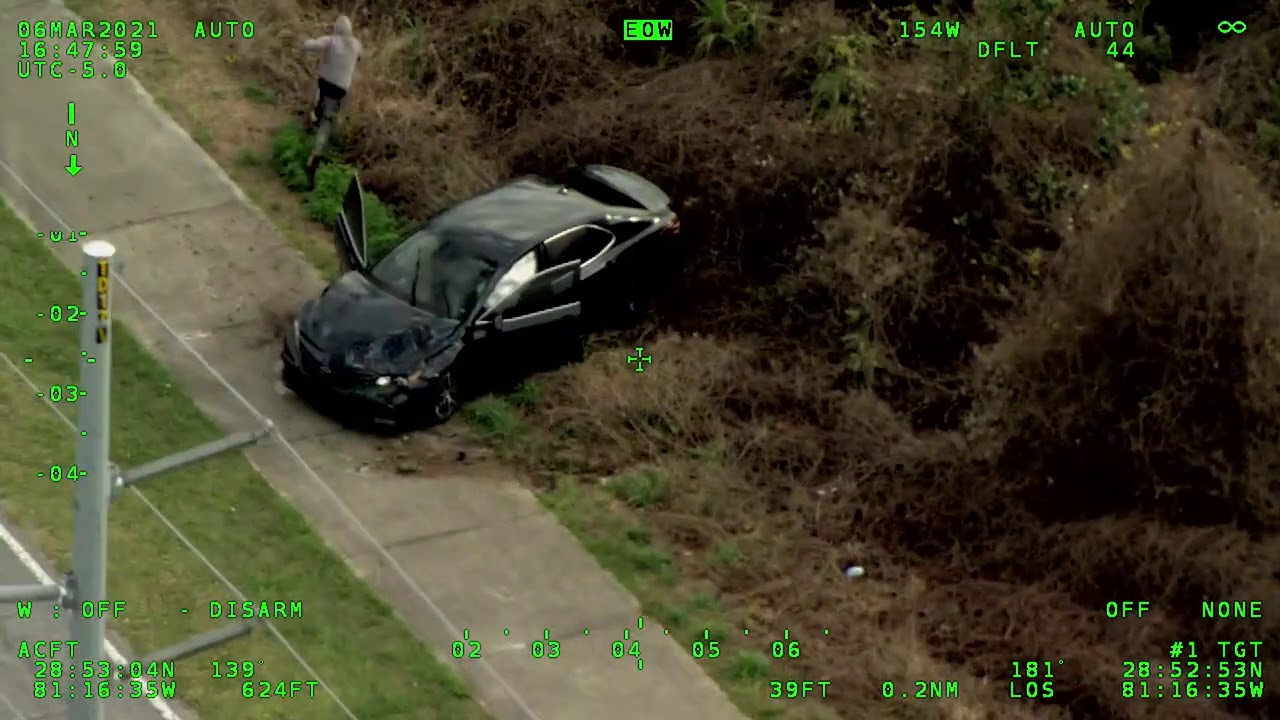 Toyota Camry takes off during a police chase, and then promptly crashes