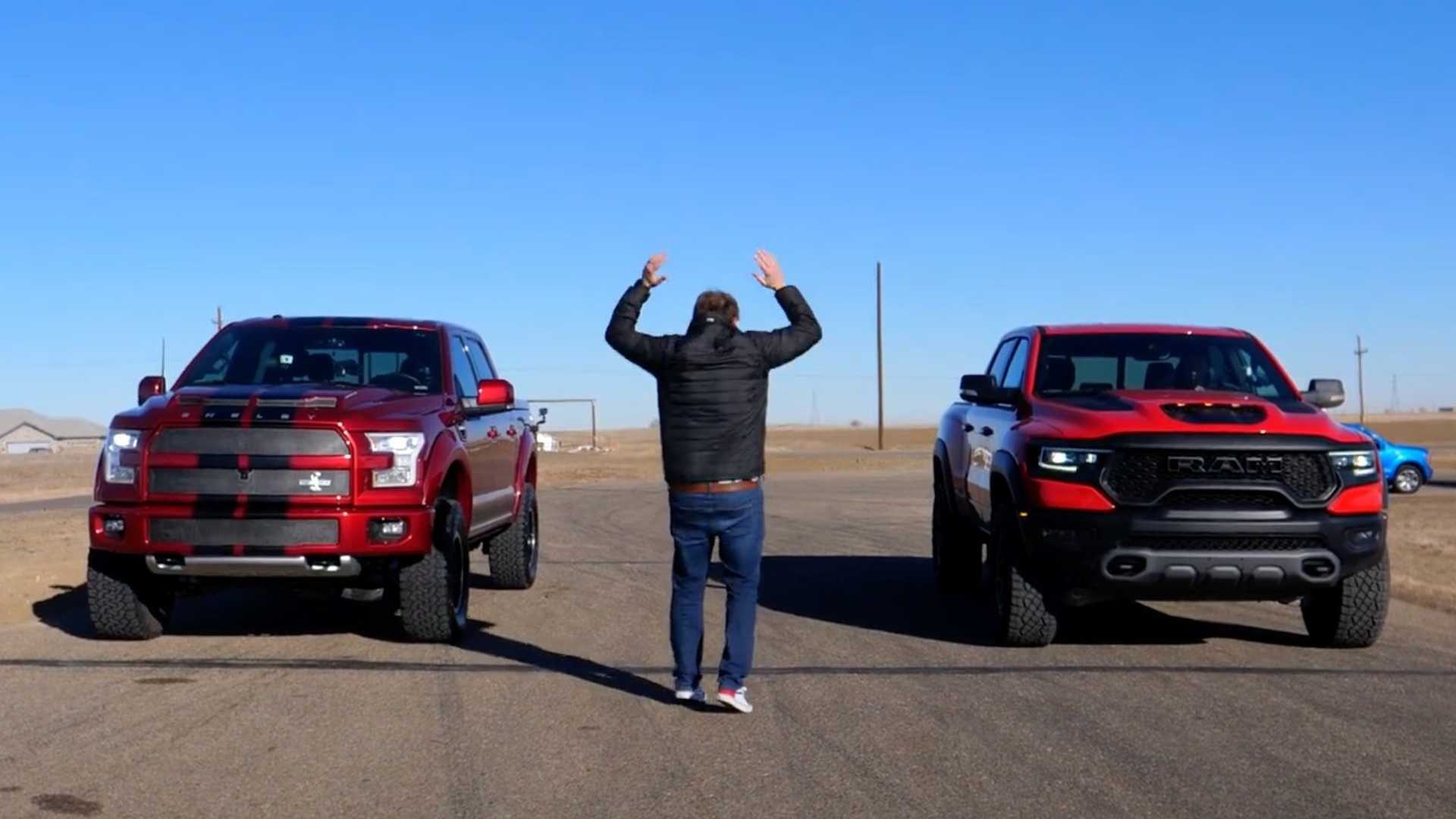 Supertruck Drag Race: Ram TRX Tastes Shelby F-150 Super Snake Voxie