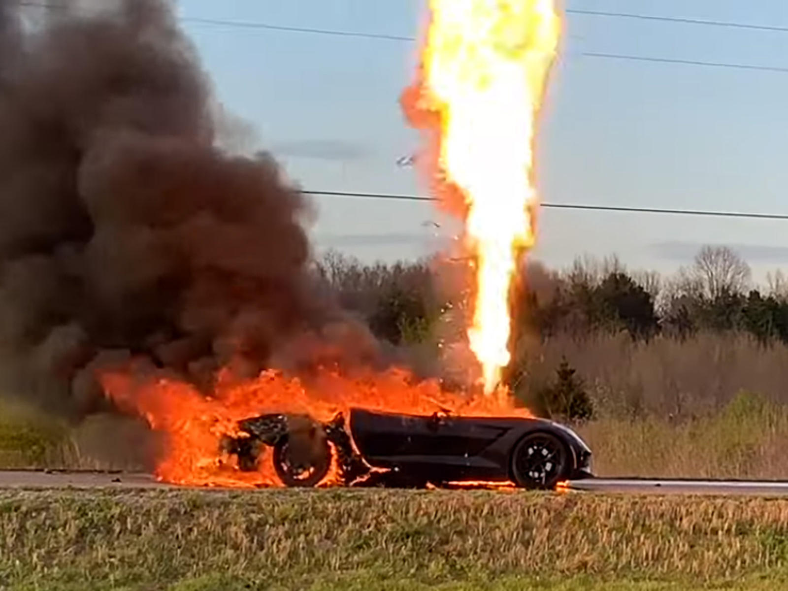 Chevy Corvette owner films his car as it goes up in flames