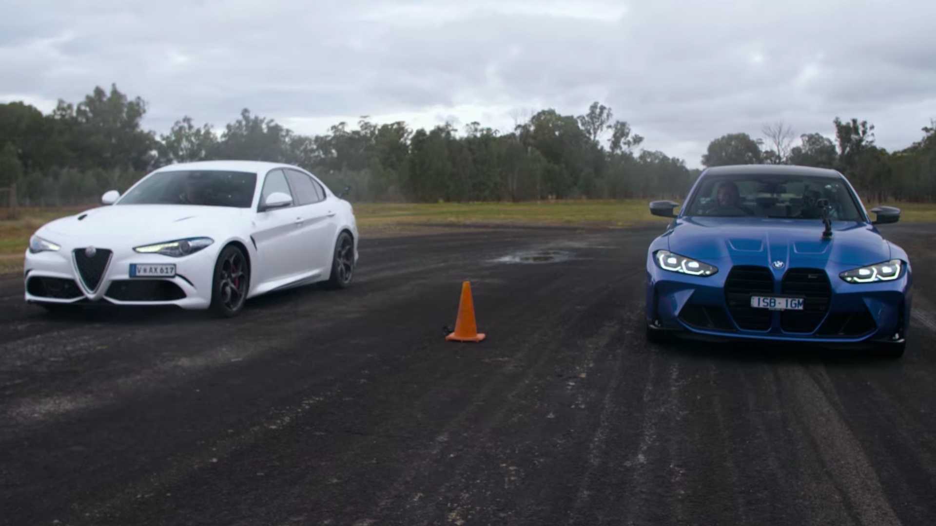 2021 BMW M3 Competition Drag Races Alfa Romeo Giulia Quadrifoglio