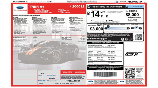 Jay Leno's Ford GT Window Sticker Displays 506K Price