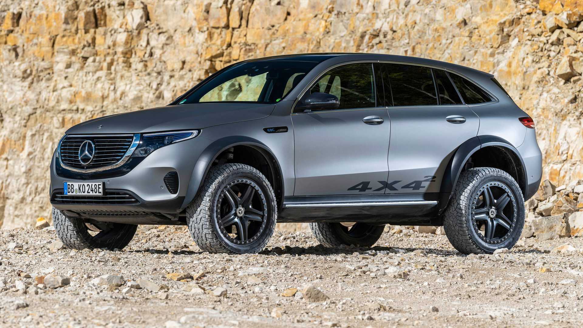 Mercedes EQC 4x42 stands tall with portal axes and chunky tires