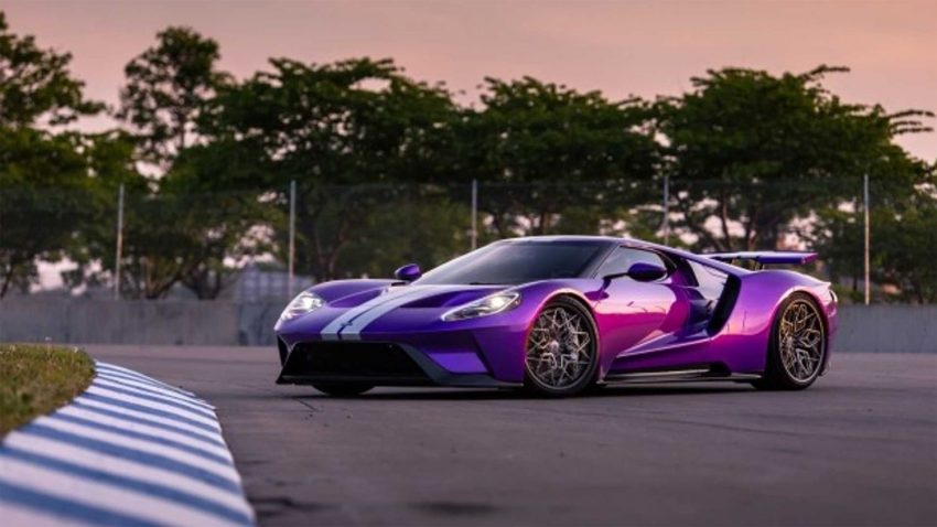 Beautiful Purple Ford GT With 3D-Printed Titanium wheels