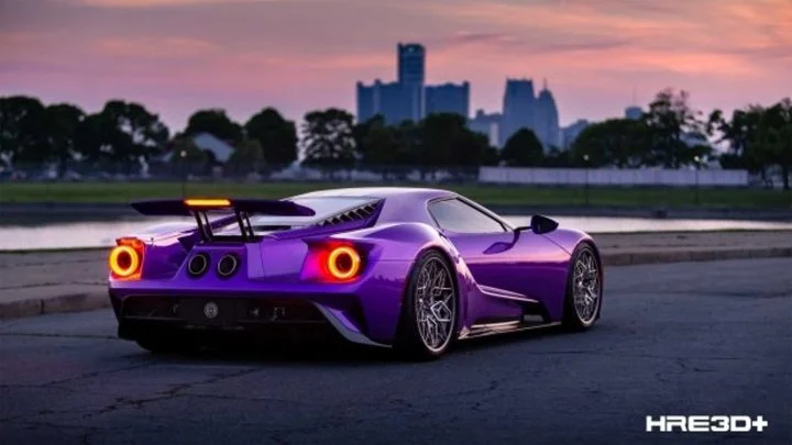 Beautiful Purple Ford GT With 3D-Printed Titanium wheels